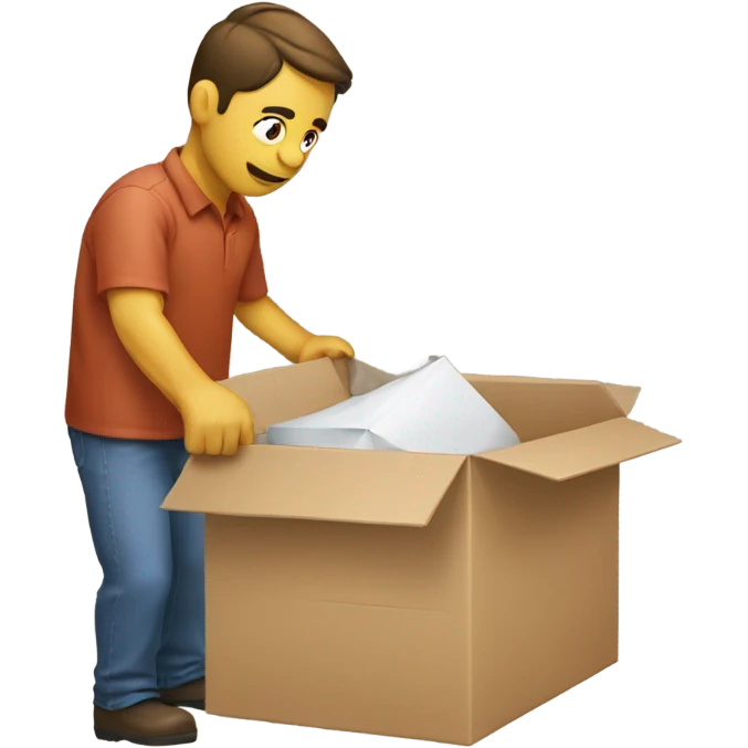 a man packing an item to a box emoji
