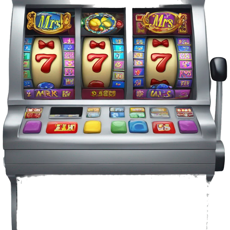 Slot machine labeled "Mr Mrs slots" emoji