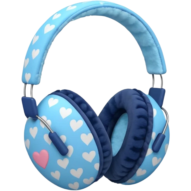 blue heart patterned earmuffs emoji