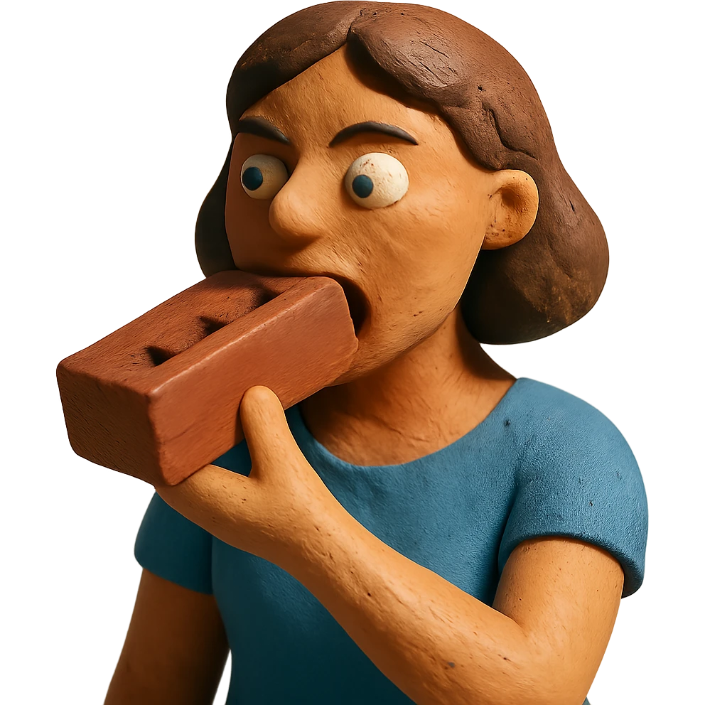 woman eating a brick emoji