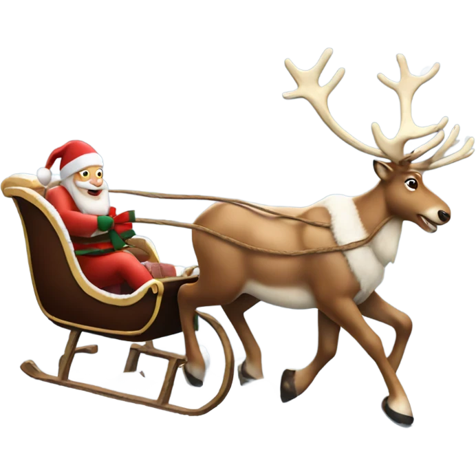 Realistic Reindeer pulling a Christmas sleigh through the snow  emoji