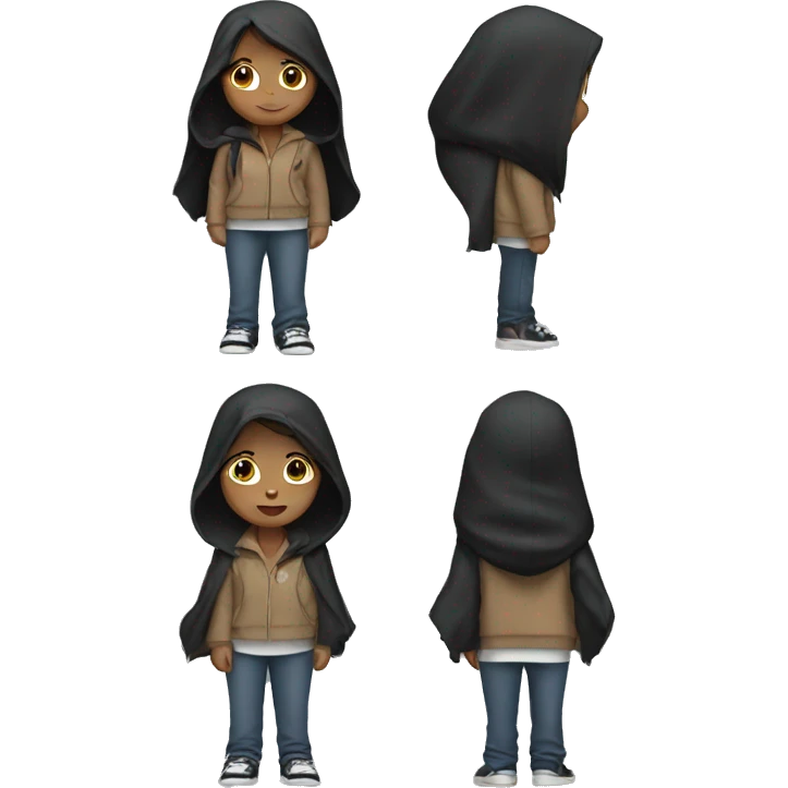 Girl with black hair in hoodie  emoji