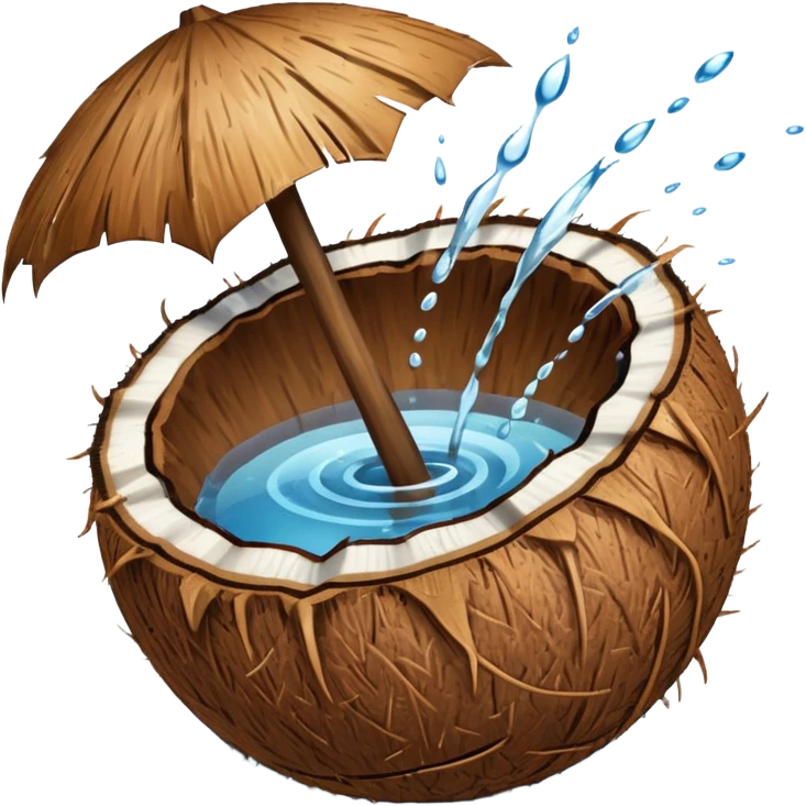 a coconut, with water splashing on it emoji