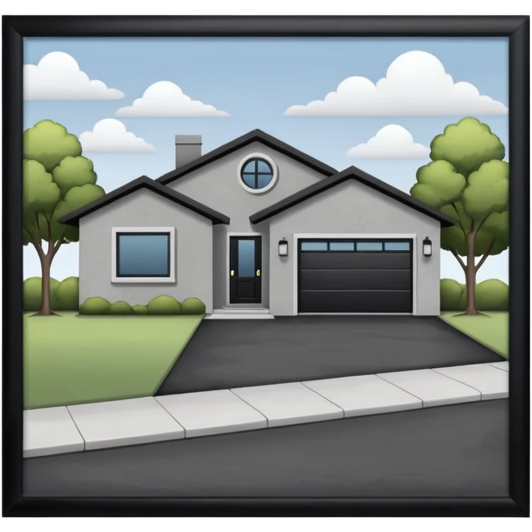 driveway with a house in the background, minimal emoji