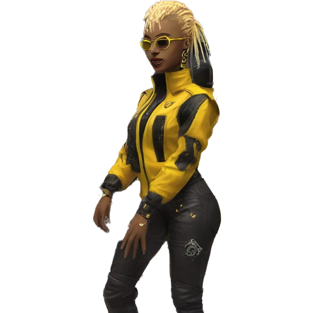 yellow cyber punk in front of Lamborghini  emoji