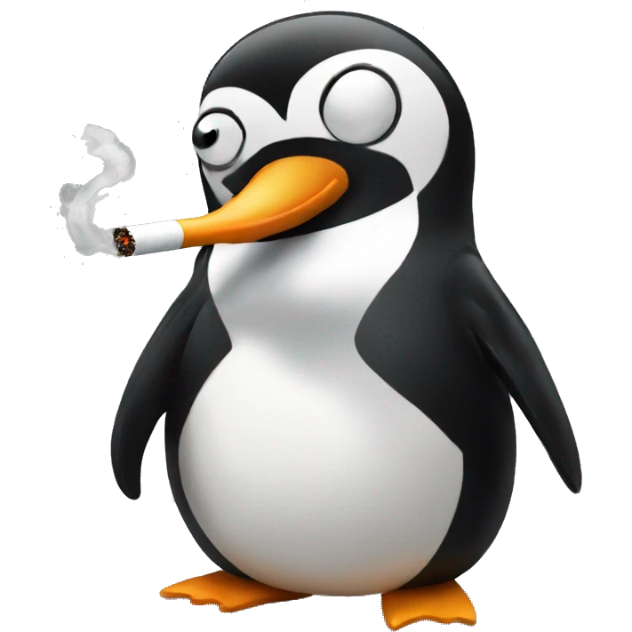 Pinguin smoking a cigarette emoji