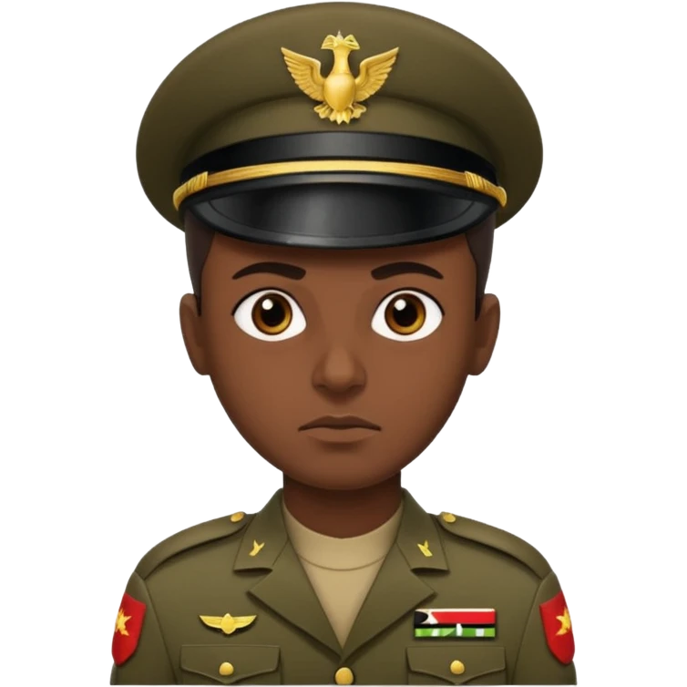A portrait of an Iraqi soldier, shown from head to chest emoji