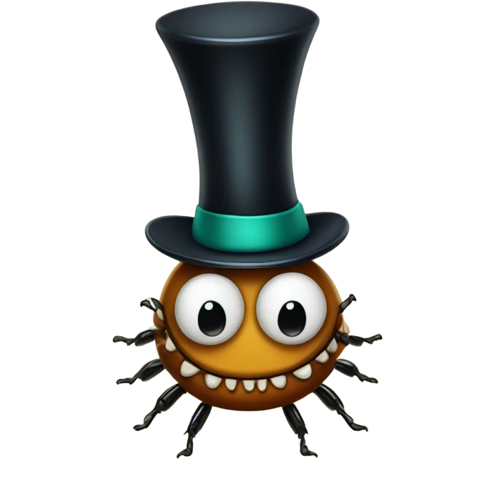 Centipede wearing a cute top hat and monocle with mandibles  emoji