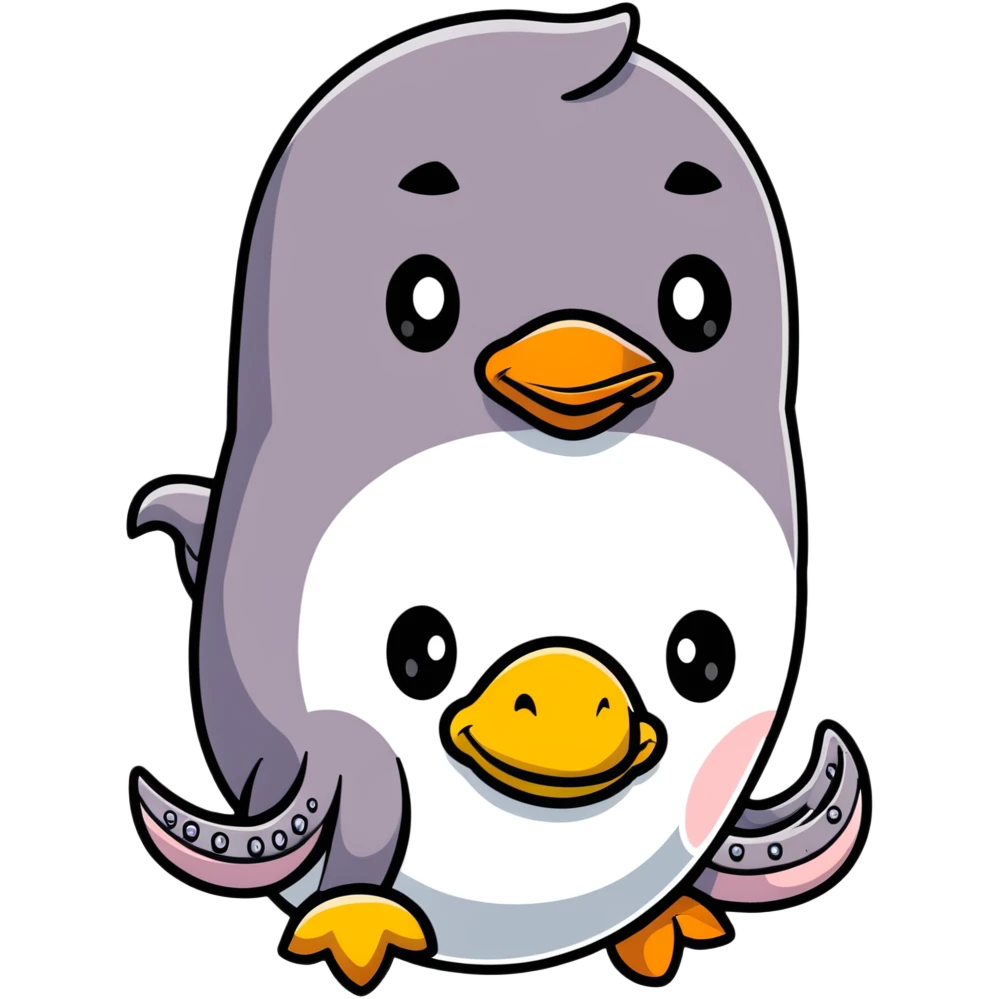 An octopus with penguin body and duck head emoji