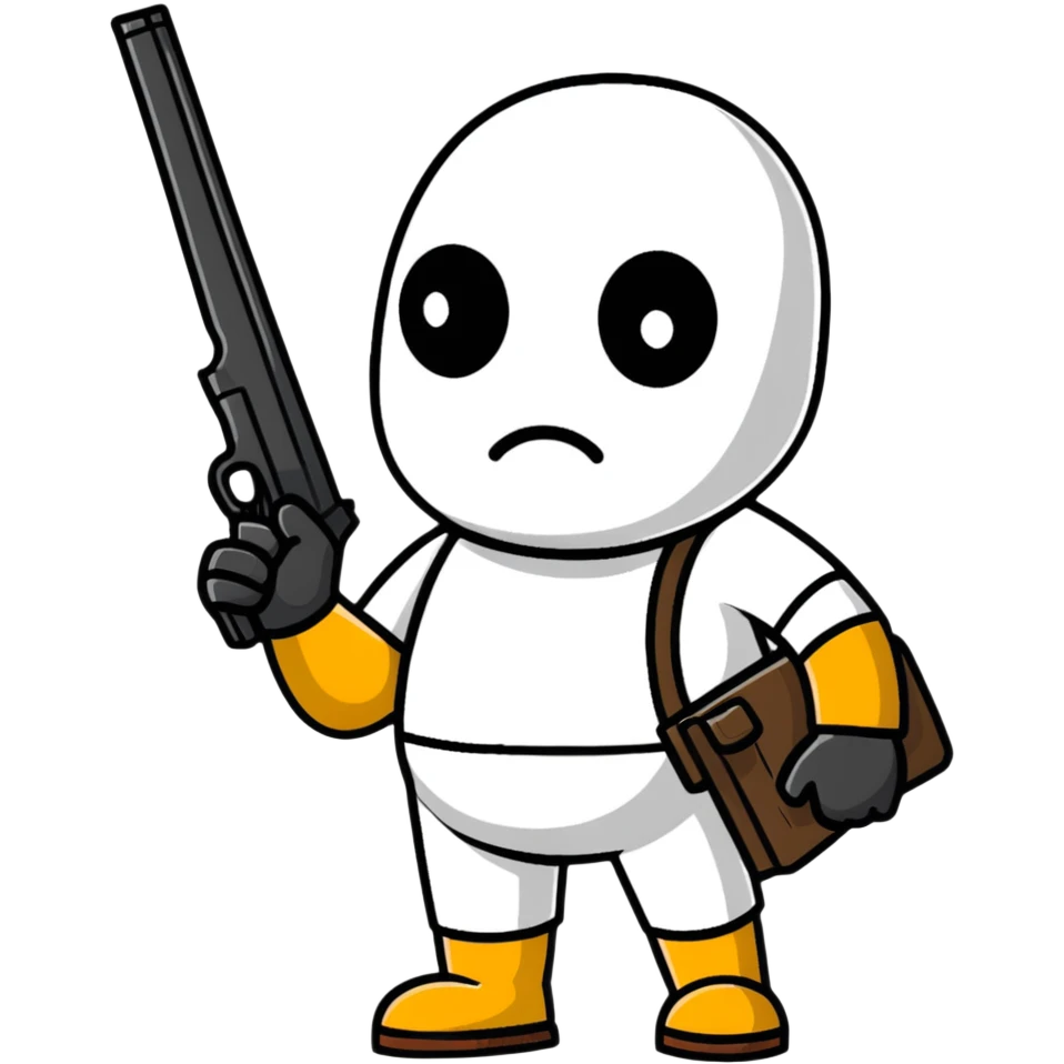 Doddieman character with a gun emoji