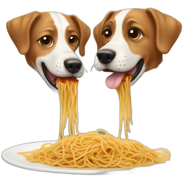 two dogs eating spaghetti emoji