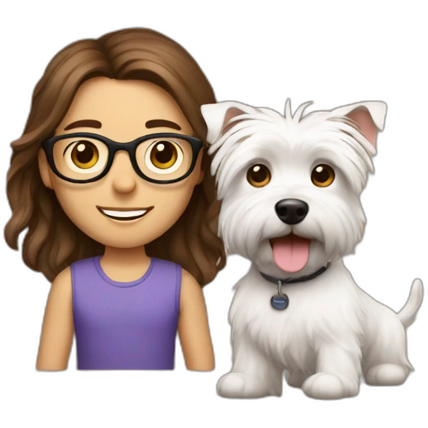 Brown hair man with glasses with westie dog girl emoji