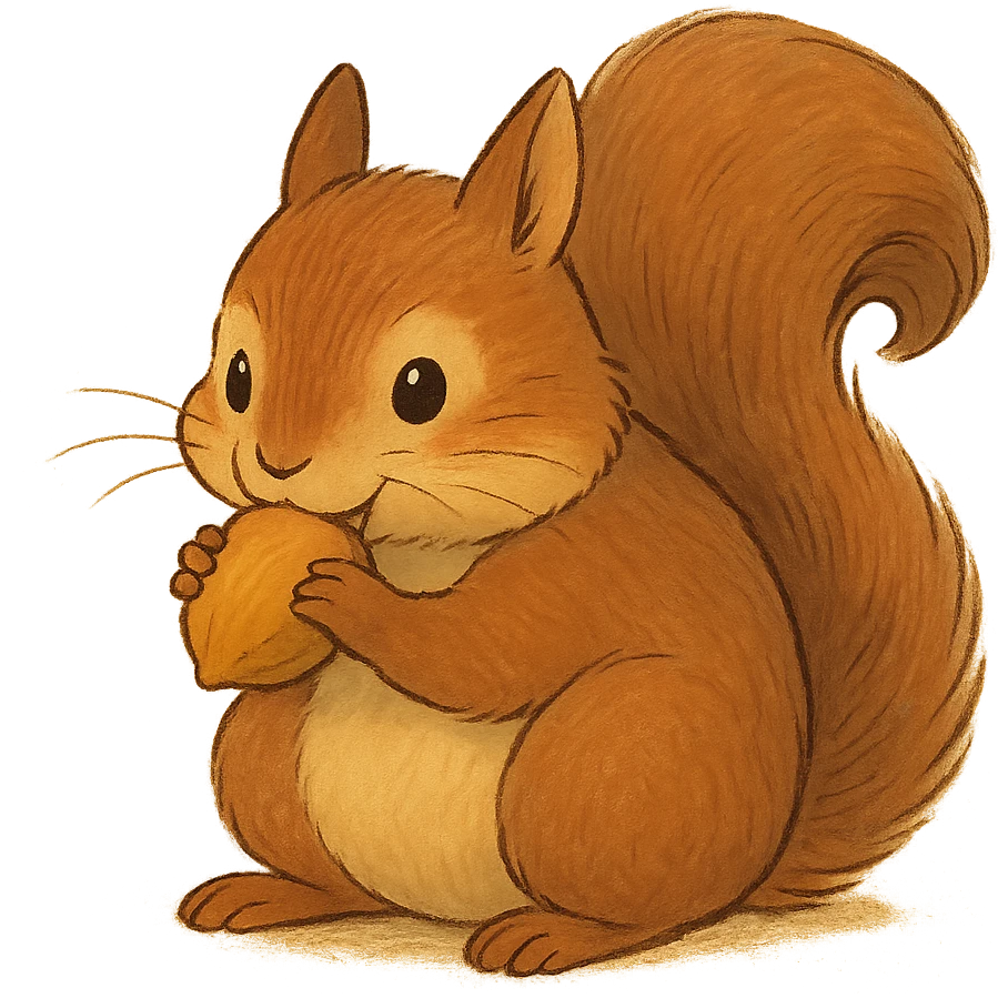 ghibli style squirrel eating emoji