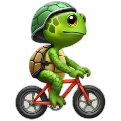 Turtle riding a roadbike, wearing a helmet  emoji