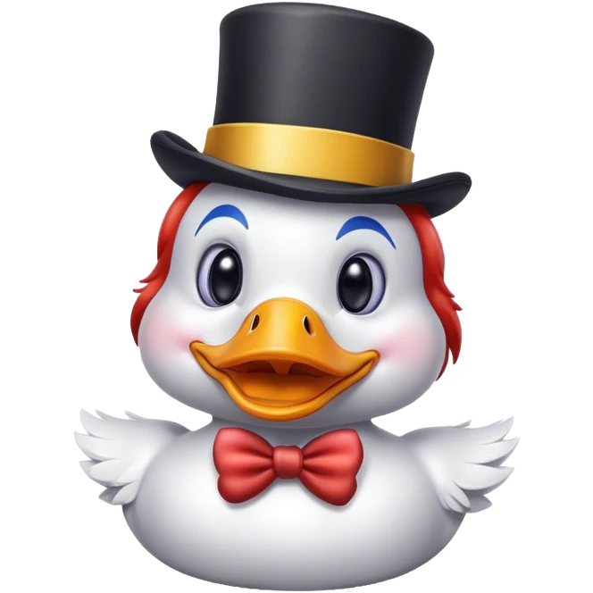 Clown duck with tophot emoji