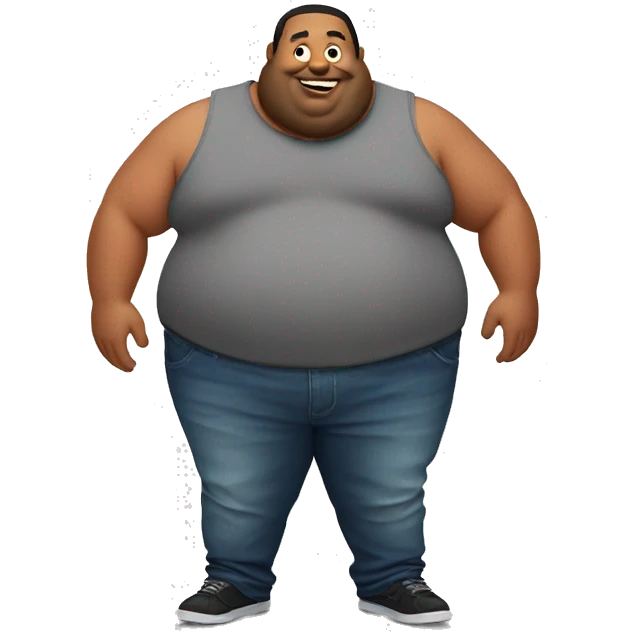 fat guy with buzz emoji