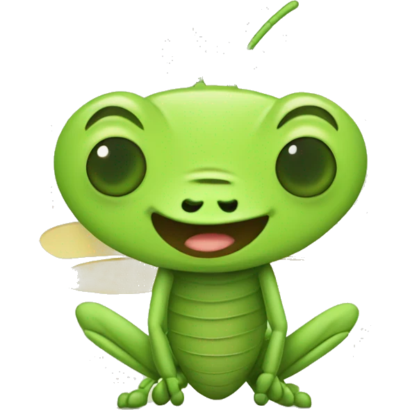 A cute animated grasshopper that is sleepy emoji