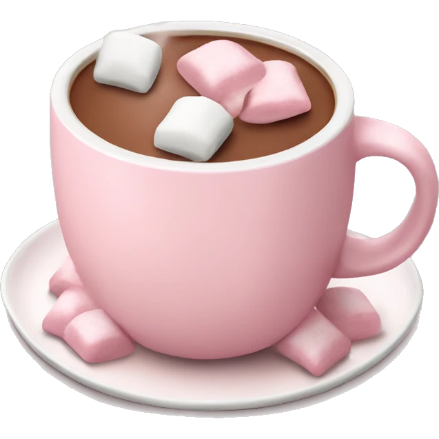 Light Pink mug of hot chocolate with marshmallows  emoji