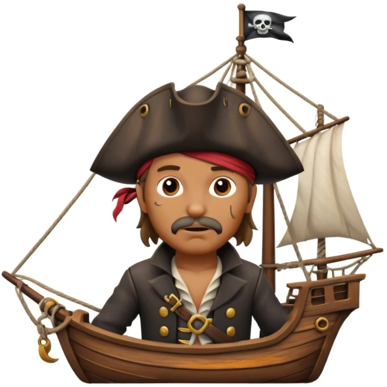 pirate sailing a ship in strome sea background emoji