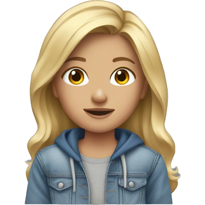 blonde girl in torn blue jeans and a gray sweatshirt emoji