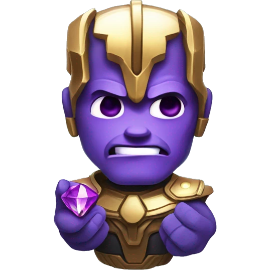 Thanos holding small glowing purple crystal, iOS emoi style art  emoji