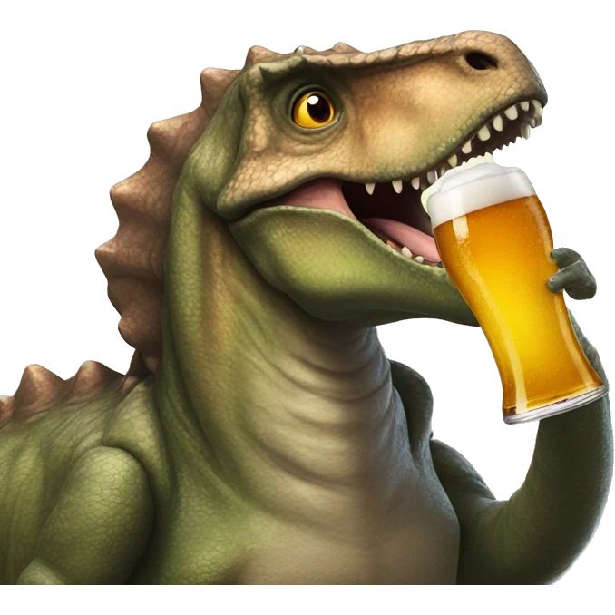Dinosaur drinking a beer emoji