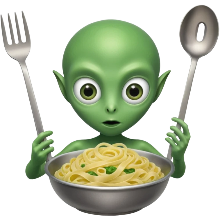 alien holding pasta emoji