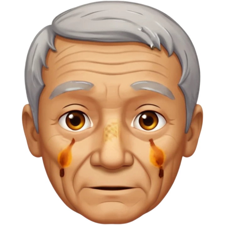 AN OLD MAN FULL OF BURNED MARKS BECAUSE OF COOKING OIL BUT ITS ON HIS BODY NOT FACE emoji