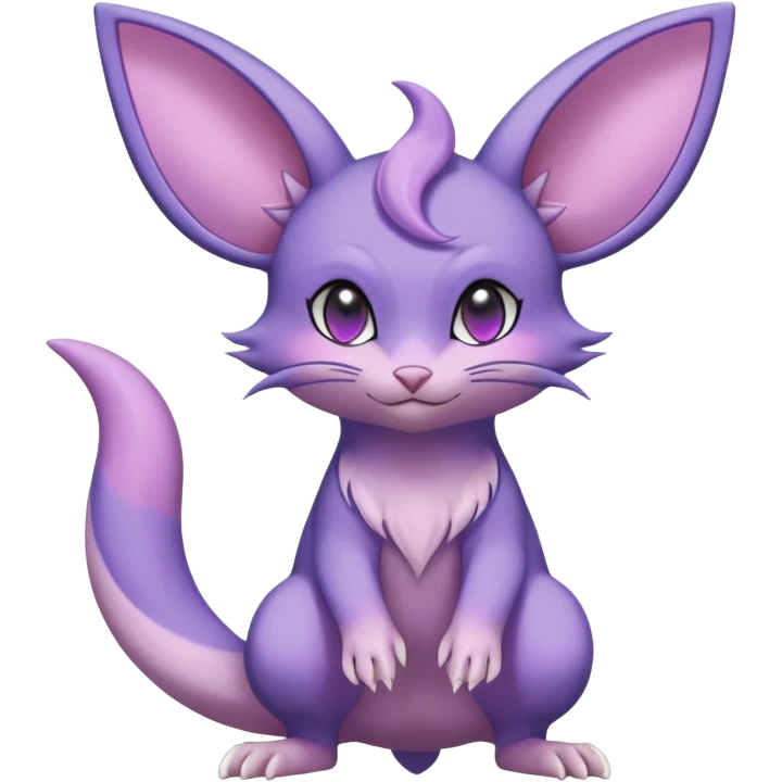 Pastel Glossy Smooth Soft Shiny Celestial Crescent Lunar Shiny Glossy Lumine Stellar Rattata-Noibat-Espeon-Purrloin-Fakemon-hybrid-creature (full body) emoji