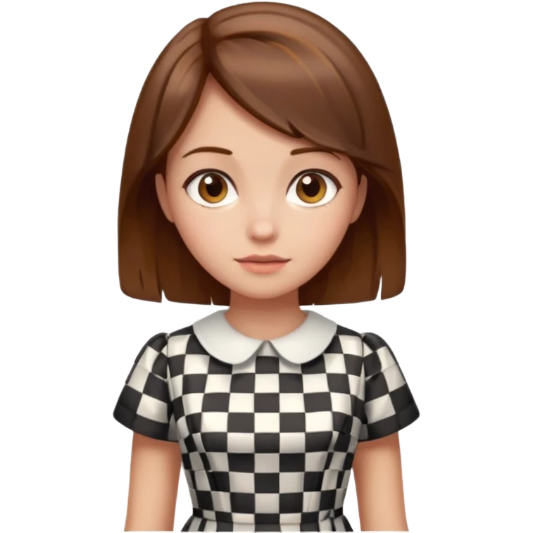 girl with brown hair wearing checker dress emoji