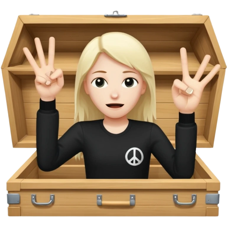 Tossed in coffin throwing up peace sign emoji
