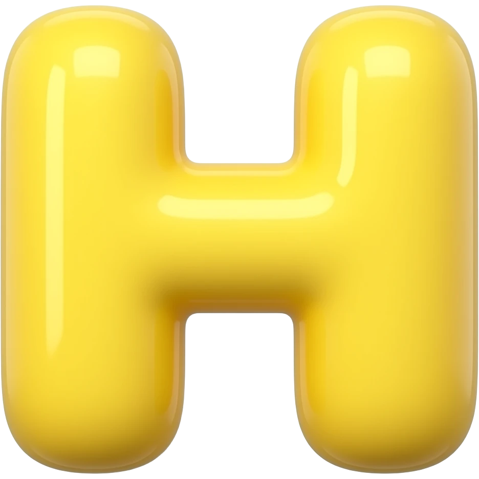 TWO👉 "letters H and    M   made of banana texture, yellow banana color, 3D glossy, smooth rounded shapes, cute cartoon style, isolated on white background, high detail" emoji