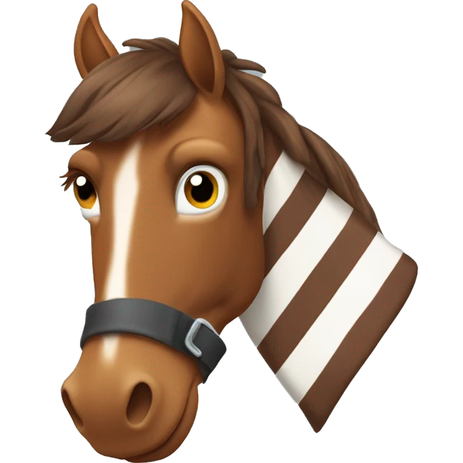 Chesnut horse with stripe down the face and four socks emoji