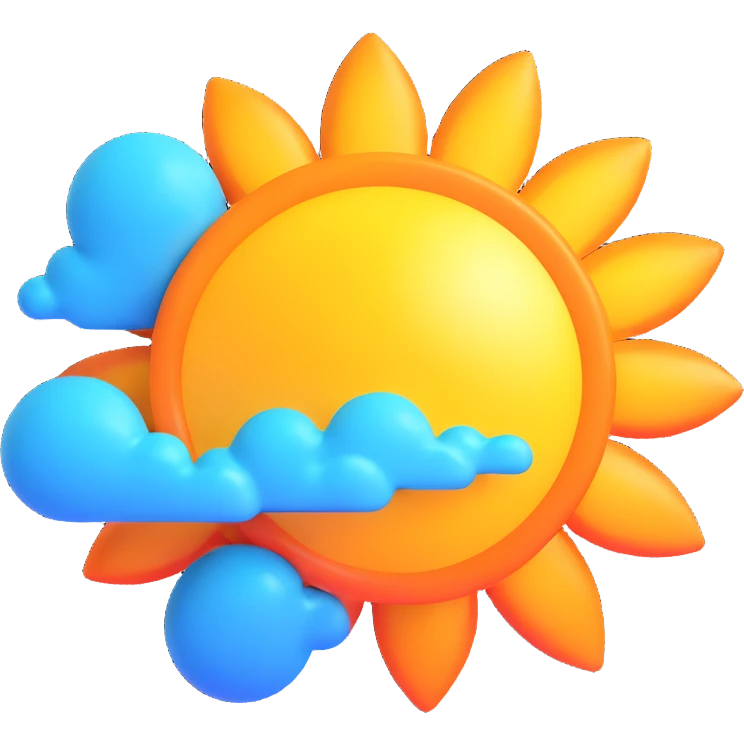 bright and warm sunlight icon, realistic and three-dimensional, no background emoji