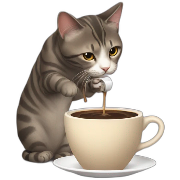 Cat pouring a slow coffee emoji