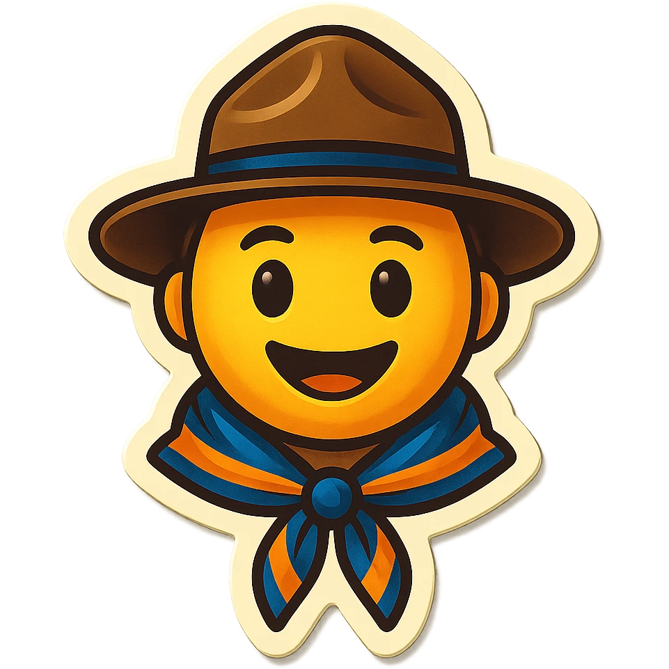 Emoji signe scout et foulard scout orange et bleu emoji
