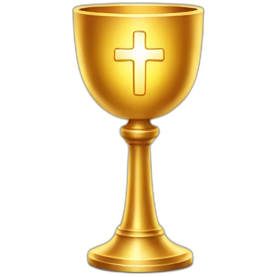 Golden chalice with radiant cross. emoji