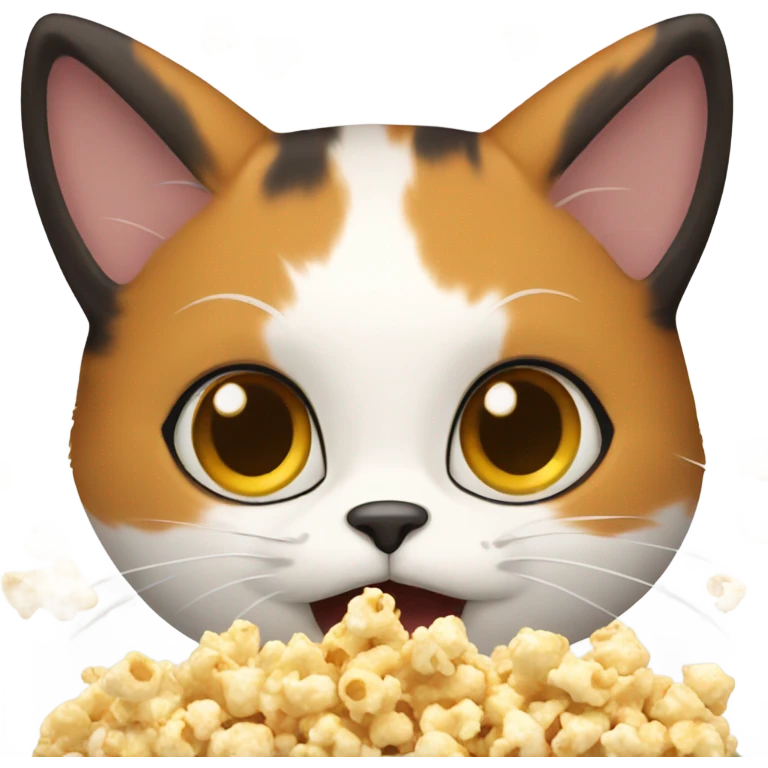 Calico cat eating popcorn emoji