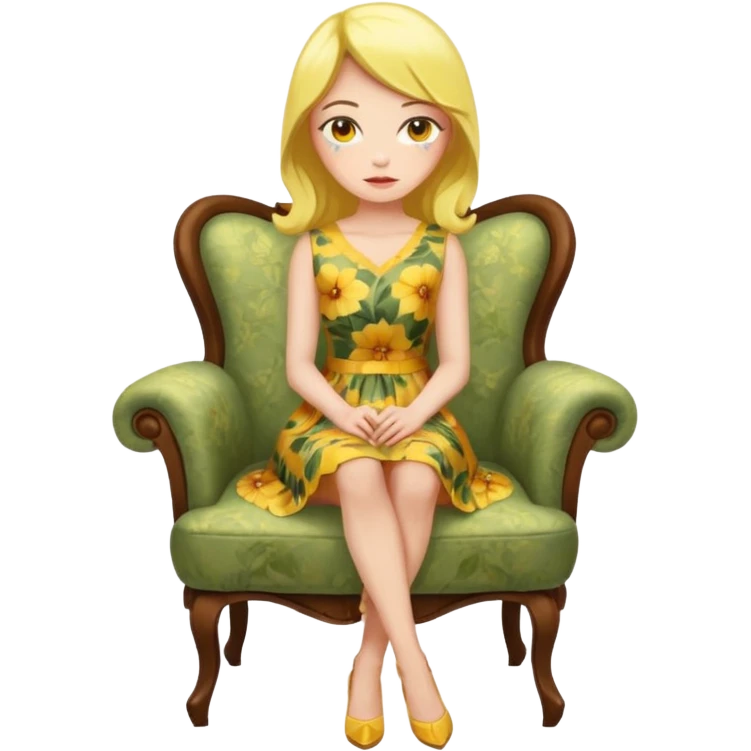 a woman with yellow skin sitting on a chair emoji