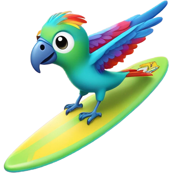 bird riding a surf board emoji