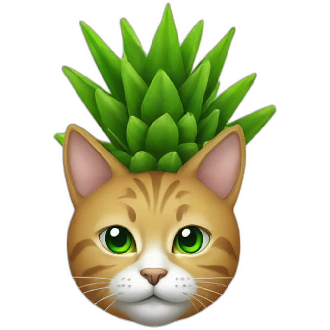 cat with a pineaple with green eyes emoji