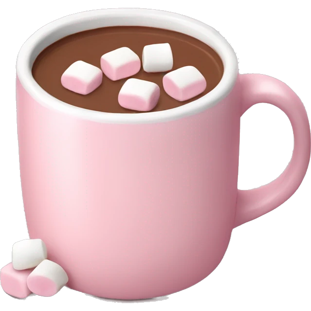 Light Pink mug of hot chocolate with marshmallows  emoji