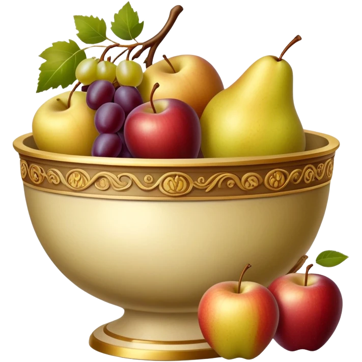 vintage  beige and gold bowl of fruit emoji