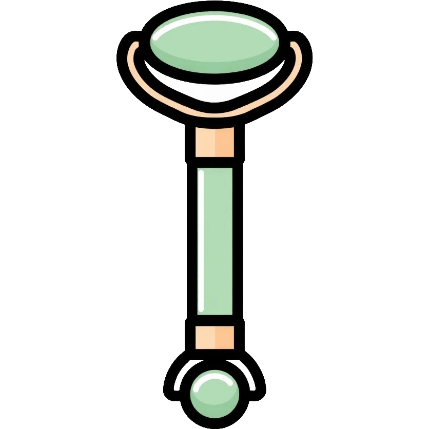 Jade facial roller, minimalist, rounded, soft pastel colors, skin care accessory emoji