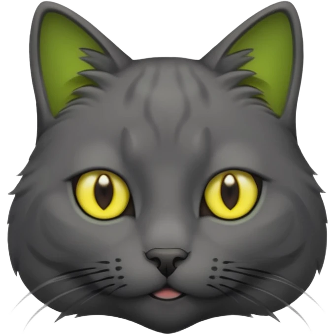 Gray dark cat with yellow green eyes  emoji