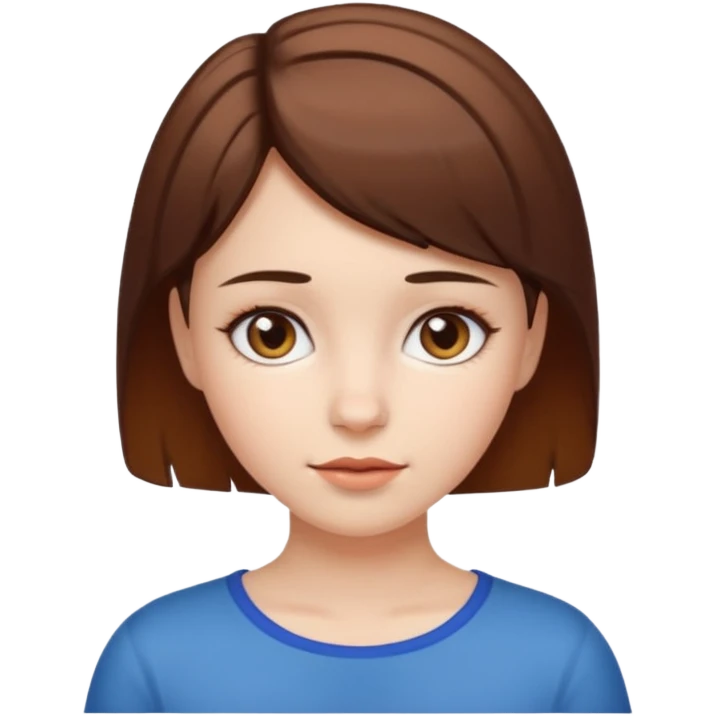 Let her be a girl with white skin and short brown hair with tips up that can be seen  emoji