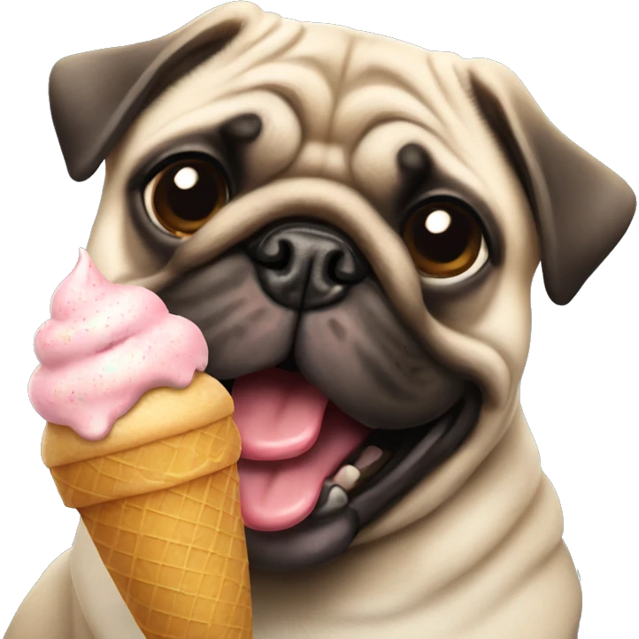 Pug eating ice cream  emoji