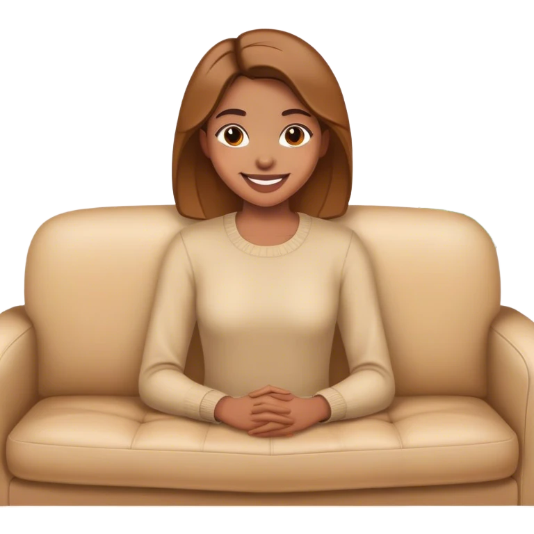 smiling woman on couch indoors emoji