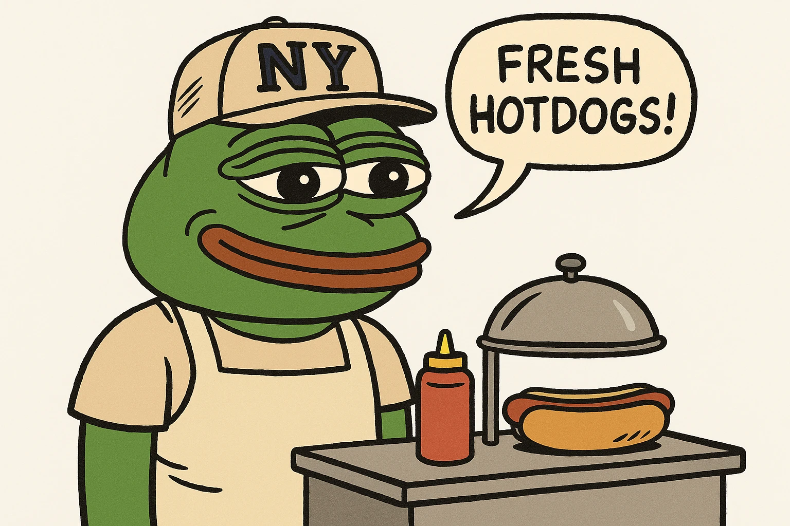 hotdog seller in New York with cart emoji