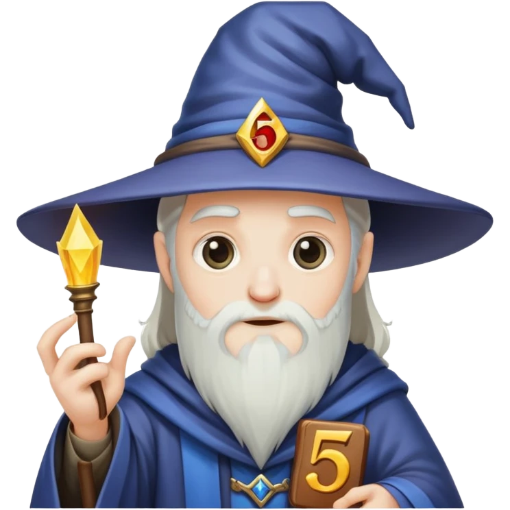 wizard holding number 5 emoji